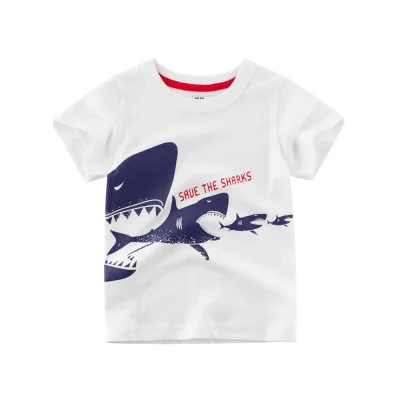 Loozykit/хлопковая Футболка для мальчиков г., Милая футболка с круглым вырезом и рисунком акулы для детей, футболка для мальчиков, топы - Цвет: Style 6