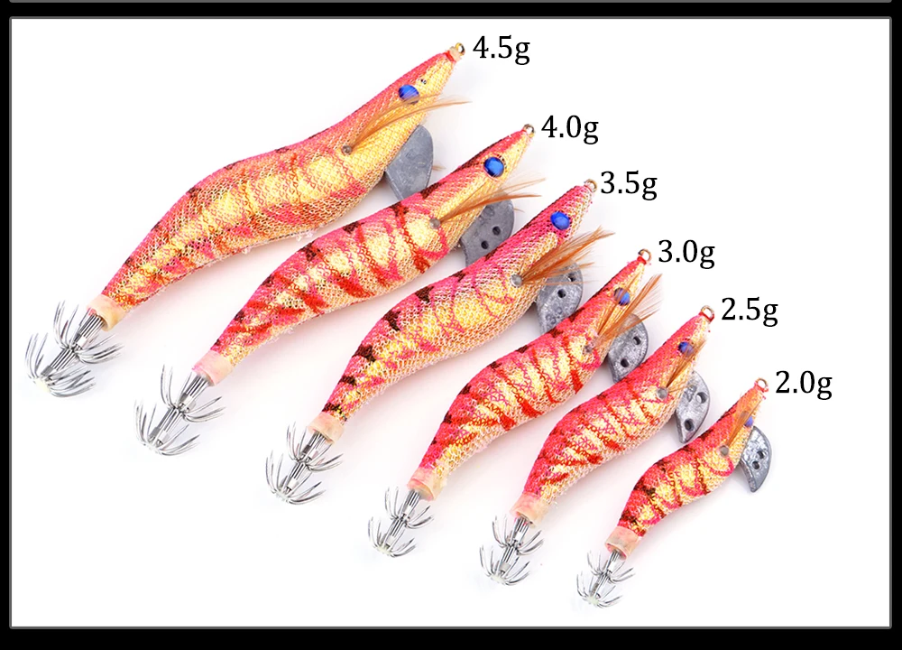 FTK 6 шт./лот 2 г, 2,5 г, 3г, 3,5 г, 4 г, 4,5 г искусственная светящаяся древесные креветки-кальмары Джиги отжимания кальмаров крюк peche аксессуары