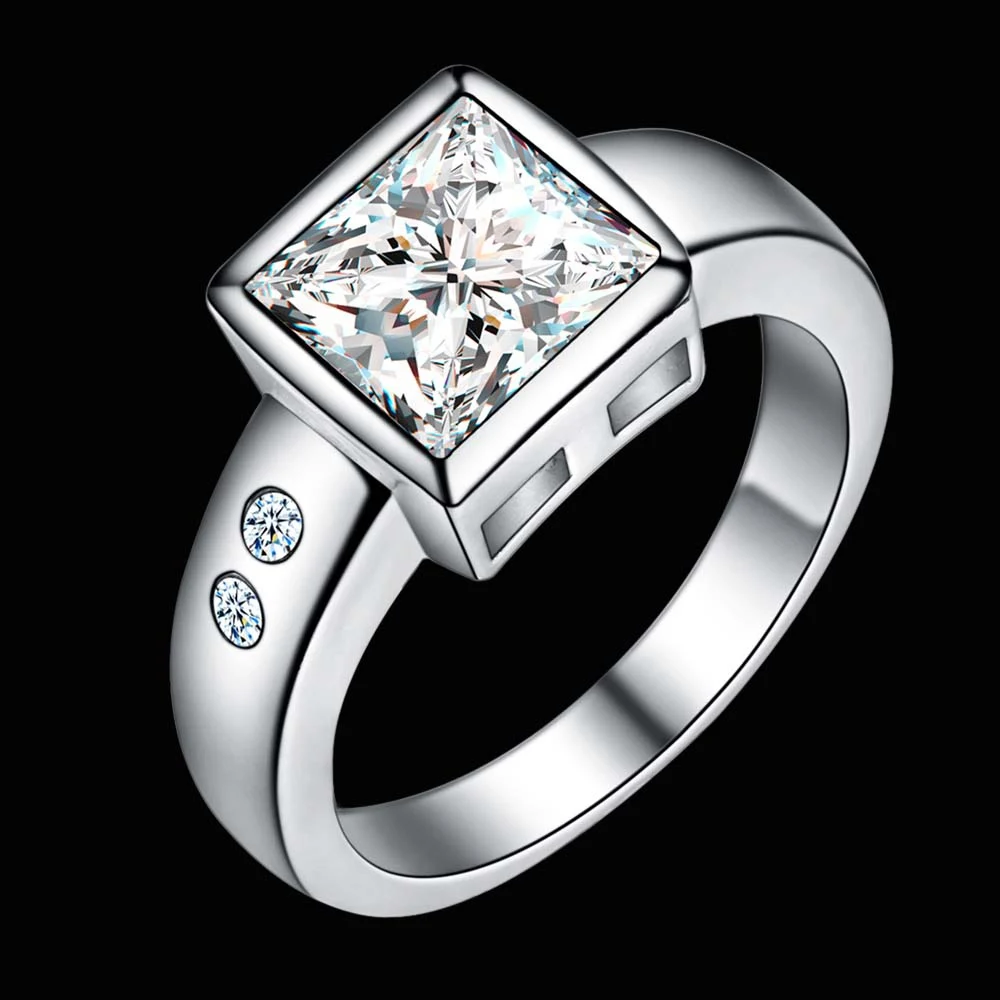 2018 ювелирные изделия новый очистить площадь кольца модные элегантные кольцо с кубического циркония люкс Обручение обручальное кольцо 8