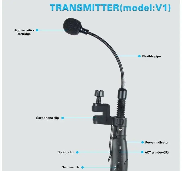 ACEMIC PR-6/V2 UHF 32 канала 500-980 МГц Беспроводной саксофон с юбкой-годе для фотографий с микрофоном