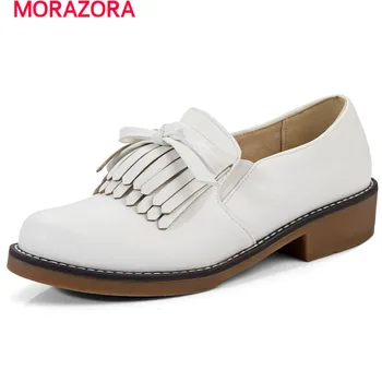 

MORAZORA 2020 Spring autumn single shoes women pumps platform shoes low heel tassel bowtie fashion loafers big size 34-44