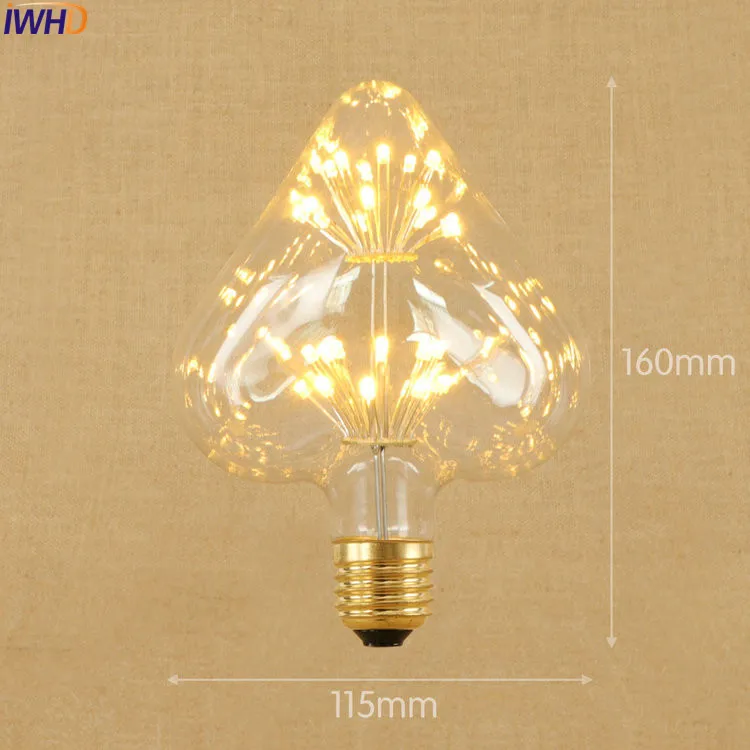IWHD Star E27 220V 3W светодиодный светильник винтажный лампочка лампа Эдисона в стиле
