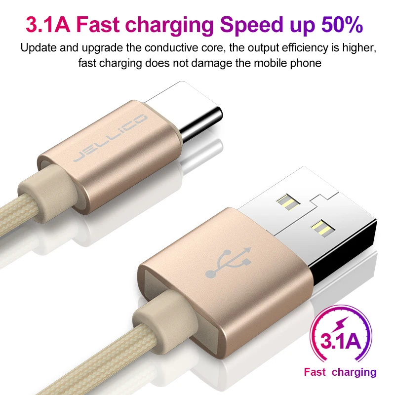 Jellico USB نوع-C كابل لسامسونج Note8 S8 Xiaomi MiA1 الهاتف المحمول نوع C كابل سريع كابل شحن USB نوع C كابل الشاحن Jellico USB نوع-C كابل لسامسونج Note8 S8 Xiaomi MiA1 الهاتف المحمول نوع C كابل سريع كابل شحن USB نوع C كابل الشاحن