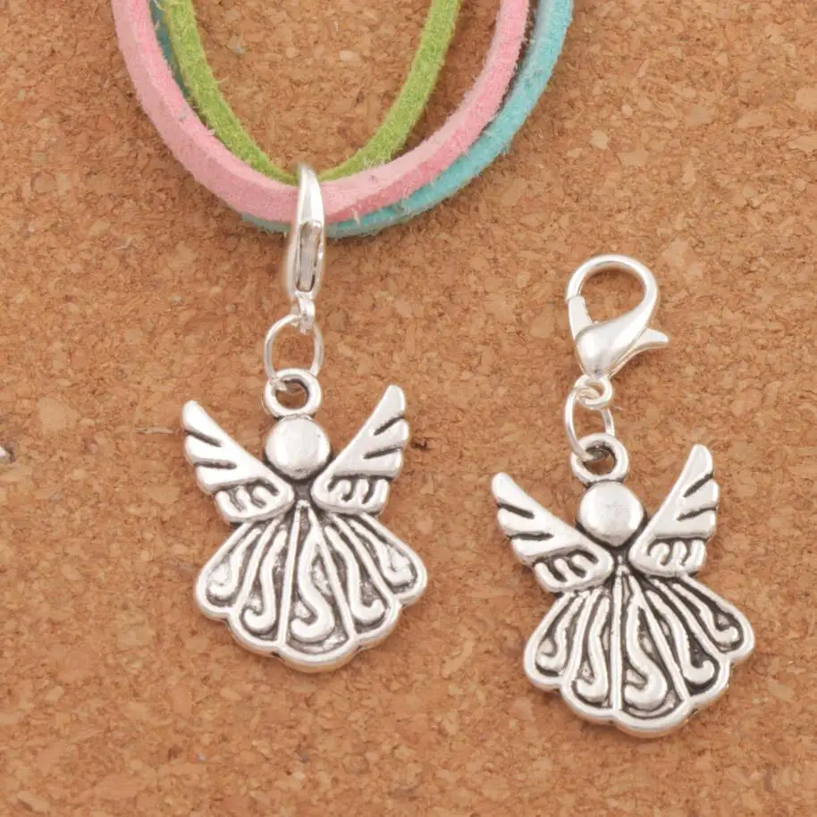 

Angel Wing Clasp European Lobster Trigger Clip On Charm Beads C216 10pcs 35.7x15.4mm Antique silver