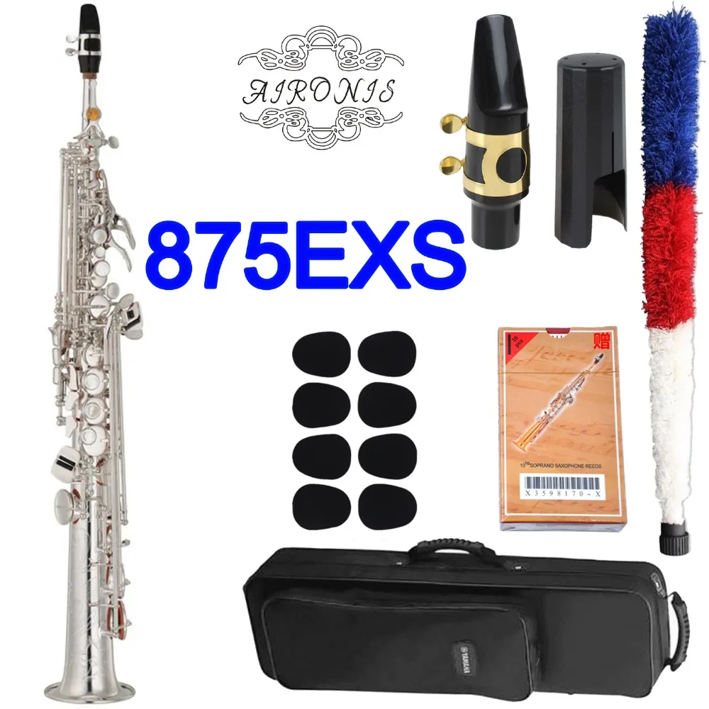 

Brand New Saxophone Soprano 875EXS Professional Soprano Sax Custom EX Nickel Plated Single Piece Straight Mouthpiece Reeds Neck