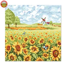 Лиственный Садовый дом ветряная мельница нарисованная на холсте Цифровая живопись известные картины Абстрактная живопись цветная гитара