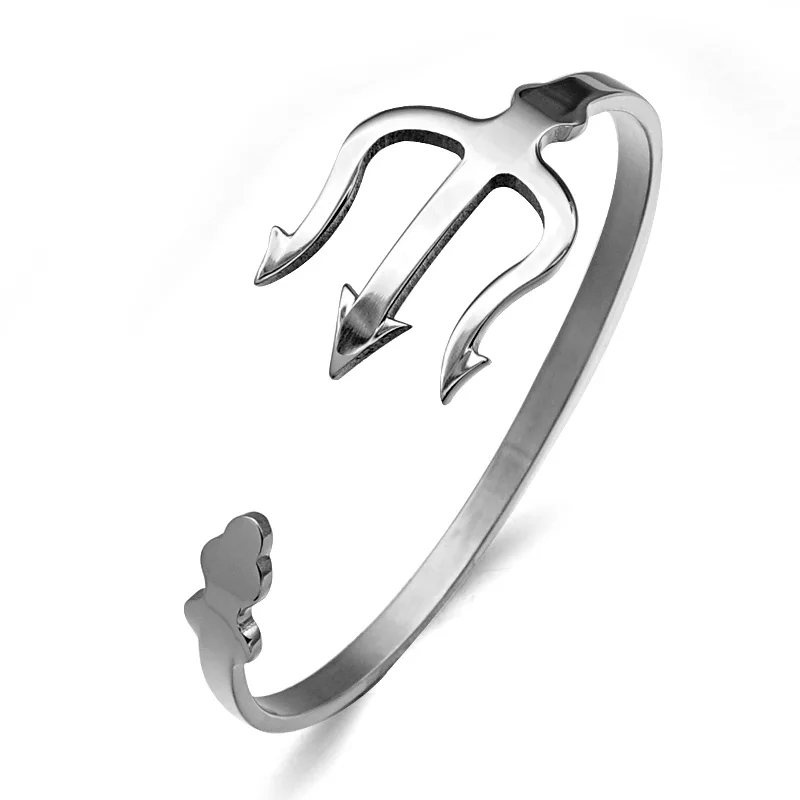 Silver color US7 крутой Кафф вилка ложка женский браслет браслеты для женщин вилка из нержавеющей стали Trident Открытые Браслеты для мужчин женщин ювелирный подарок - Окраска металла: Silver color