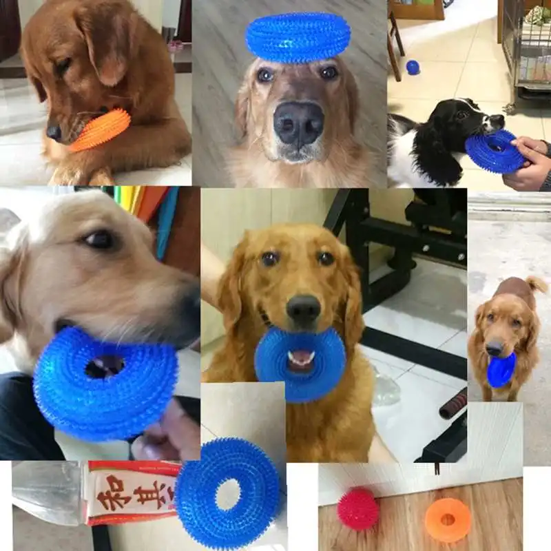 Резина TPR жевательные игрушки интерактивные тренировочные шары пищалка звучащая кусать Зубы Чистая игрушка для собак Домашние животные товары пищащий продукт
