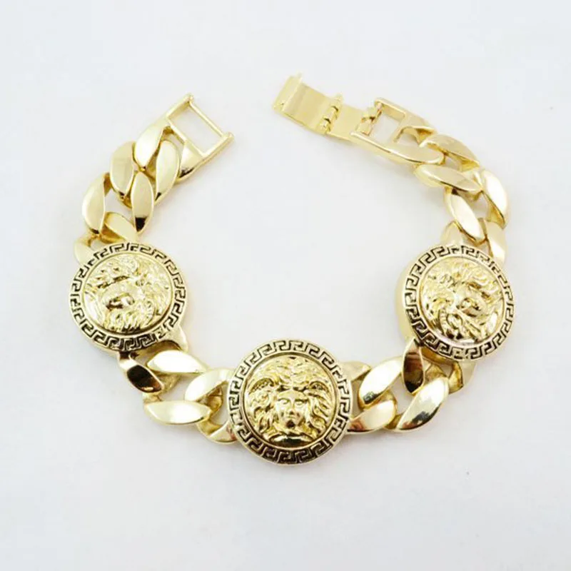 

Men's Hip hop Cuban link chain Bracelet Jewelry alloy Material Golden Chunky Bracelet Bangles 2019 Fashion Rock#ES30