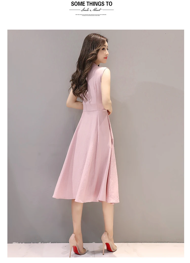Cotton Linen Summer Office Dress A-line Robe Femme Ete 2018 Grande Taille 5XL V Neck Plus Size Black Office Dress11