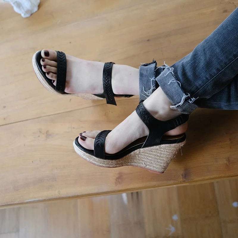 EGONERY/Женская обувь; коллекция года; новые летние однотонные женские босоножки ручной работы из натуральной кожи; обувь на платформе на очень высоком каблуке