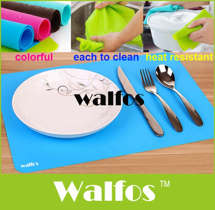 

Walfos brand square silicone kitchen placemats for table-quilted dining table placemats -heat resistant modern placemats