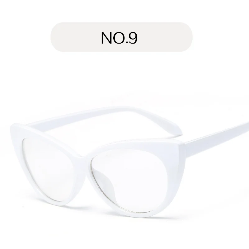 YOOSKE, модные, очаровательные, кошачий глаз, солнцезащитные очки, женские, прозрачные линзы, Ретро стиль, солнцезащитные очки, оправа, кривой дизайн, Кэти Холмс, очки - Цвет линз: NO 9