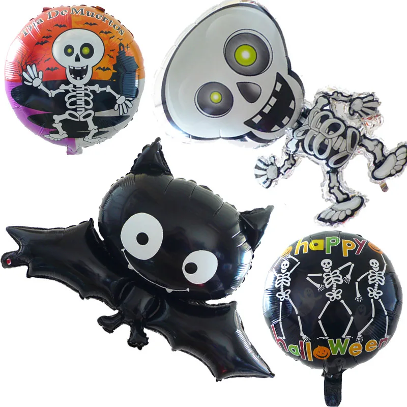

MMQWEC Halloween balloons foil ghost balloon Inflatable black bats Dancing skeletons orange&black balloon halloween decoration