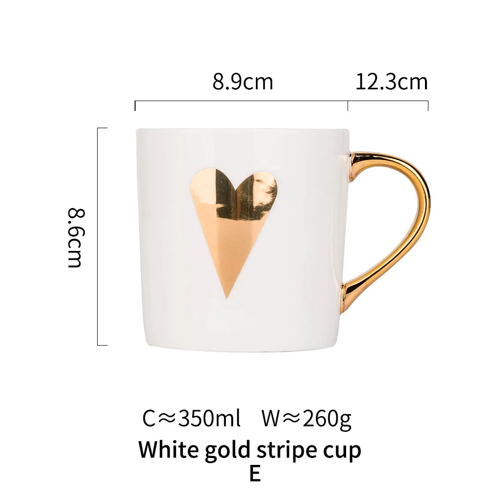 MDZF SWEETHOME Ceramic Mug Large Capacity Water Cup Simple Coffee Milk Mug with Handle - Цвет: white gold E