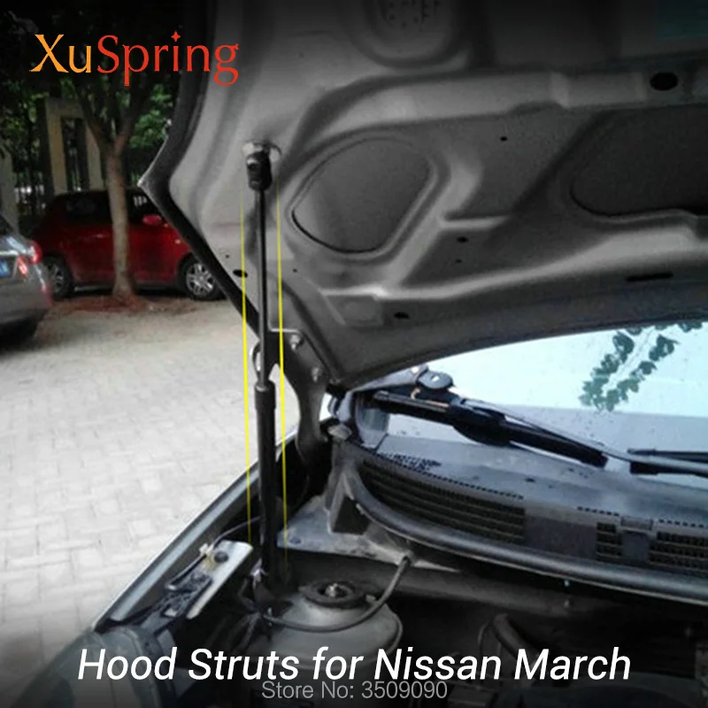 

for Nissan March ST hatchback (K13) March Active for Renault Pulse 2010-2017 Car Bonnet Hood Lifting Spring Strut Bars Styling