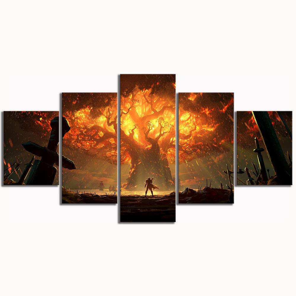  Modern Wall Art HD Print Pictures Home Decor 5 Panel Game World of Warcraft DOTA 2 Abstract Poster 