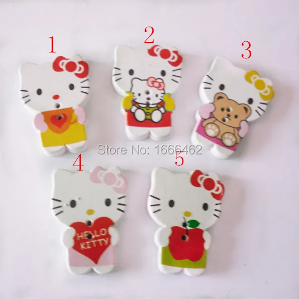 

50PCs Mixed 2 Holes Wood Sewing KT Cat Button Pattern 30mm x22mm For Diy