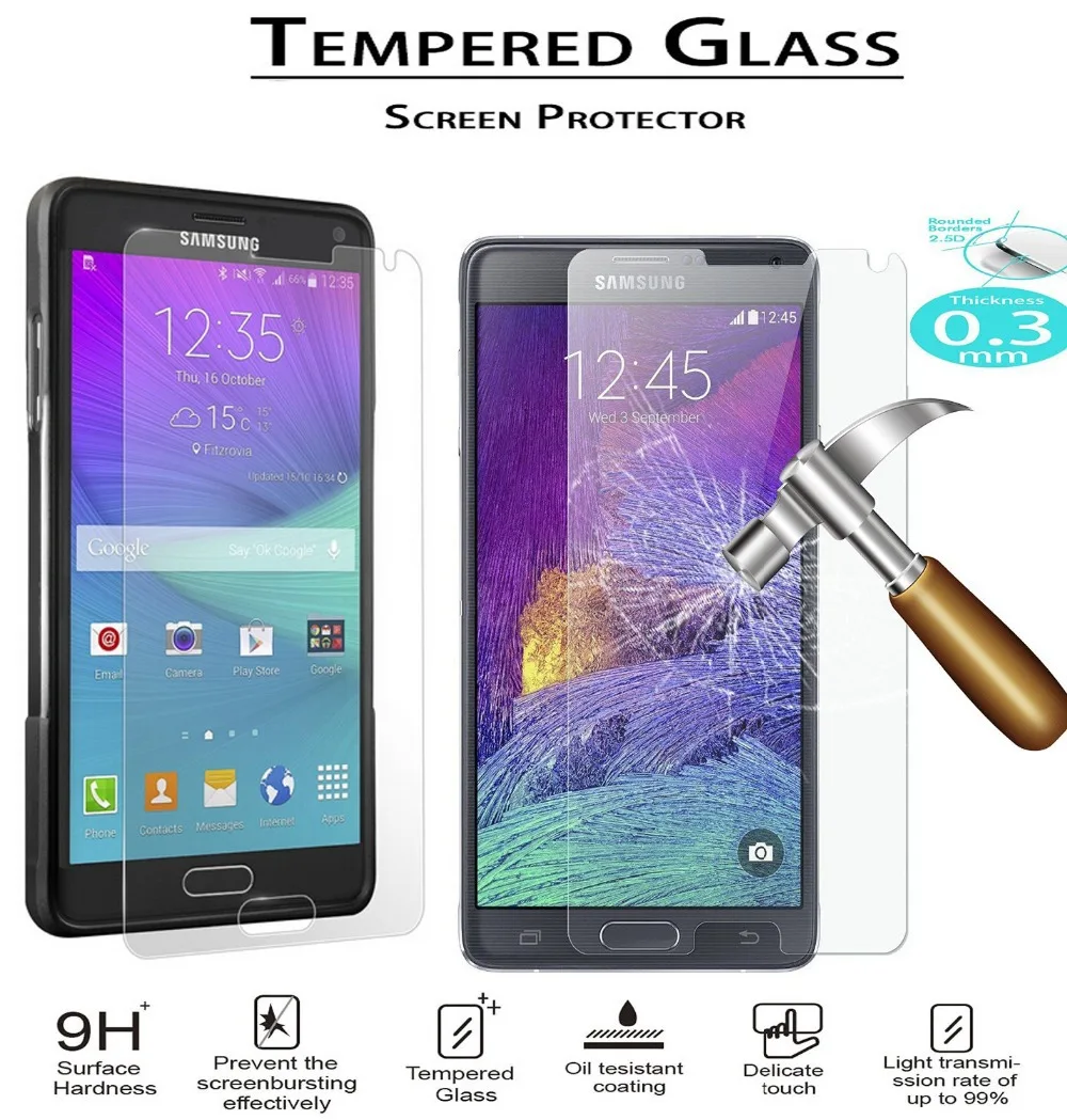Sm n910f n910c n9100 закаленное защитная стекло фильм на samsung galaxy note 4 9H 2.5D круглый край