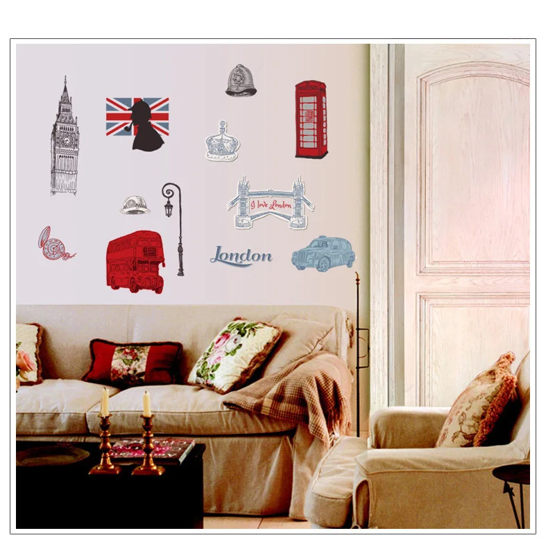 Free shipping European decorative stickers living room bedroom wall