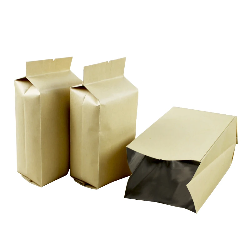

100Pcs/lot Kraft Paper Bag Pouch accordion pocket heat seal gift bags Waterproof Envelope Packaging food Gift Candy tea spice
