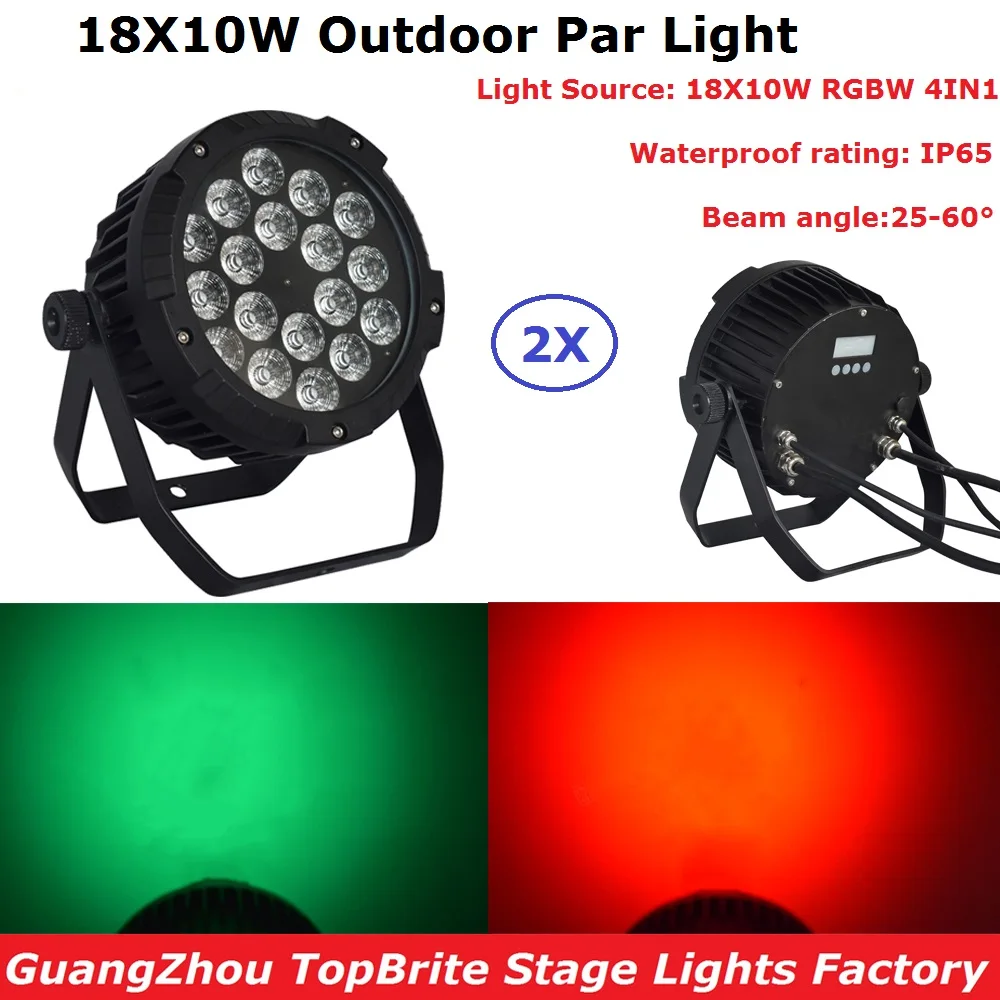 

2XLot Waterproof Par Lights 18X10W 4IN1 RGBW EU/US Plug 12 Channels DMX Stage Effect Lighting Dj Disco Wash Lights Outdoor Use