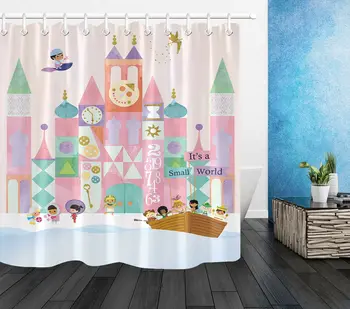 

Cartoon Castle Kids Ship Waterproof Fabric Shower Curtain Set Bathroom Accessory