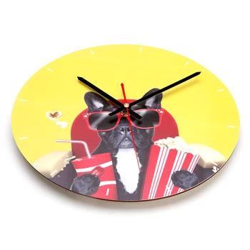 

New Arrival Cartoon Cute Dog Print Wall Clock Wooden Creative Wall Clock Stylish Cartoon Wall Clock Image Clock High Quality