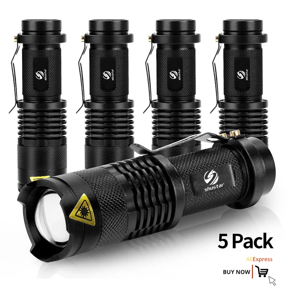 5 Pack wholesale Mini powerful led flashlight Q5 2000 Lumens torch 5