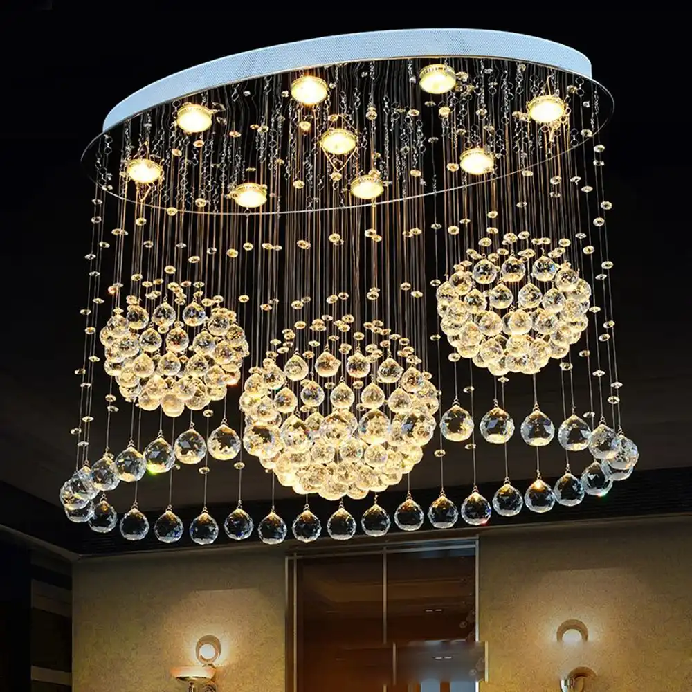 lampara de techo de cristal para sala de estar iluminacion ovalada sencilla y moderna creativa para restaurante comedor luces led colgantes de