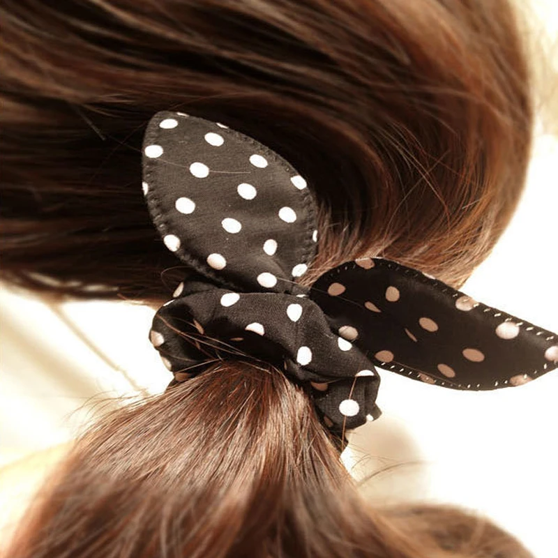 8Pcs Styling Tools For Hair Braid Polka Fabric Dot Trip Care Hair Bands Elastic Ring Trinkets Rabbit Ears Tie Hair Accessories