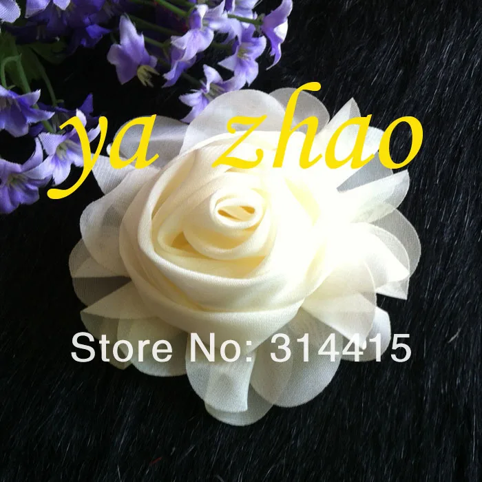 3,7" шифоновая шелковая Розочка цветы для волос, аксессуары для волос, 13 цветов, 240 шт./партия