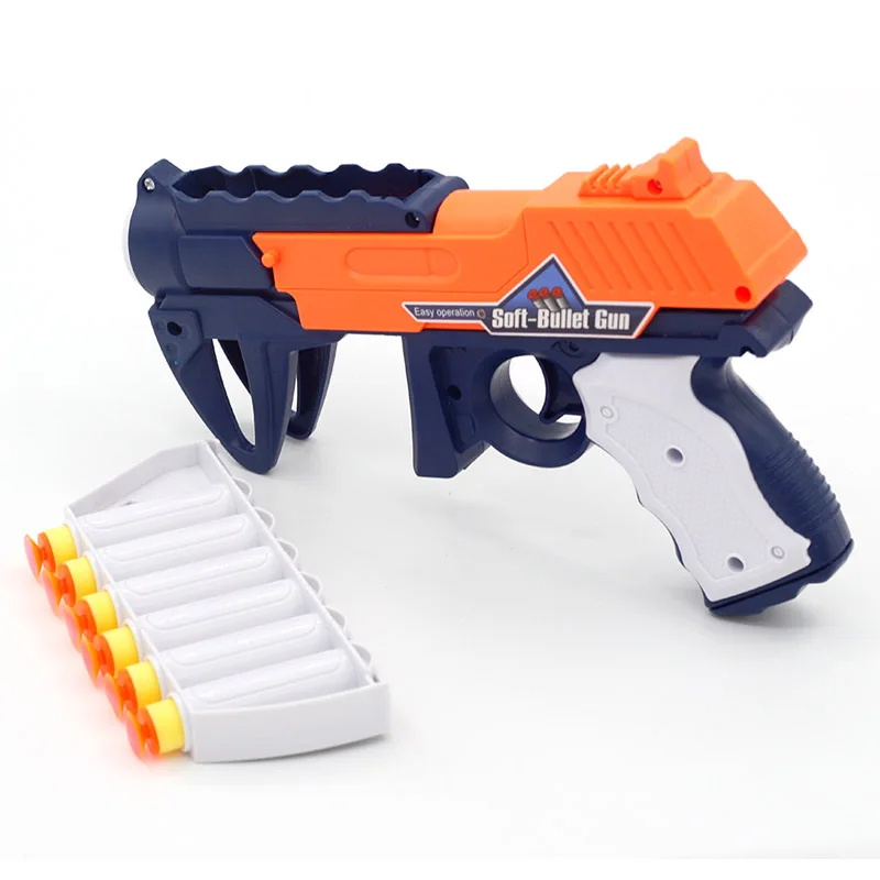 Новинка, игрушечный пистолет для страйкбола, пневматические пистолеты с 6 пулями, набор, бластер, пластиковый мягкий пулевидный пистолет 14*22 см, пистолеты de juguete