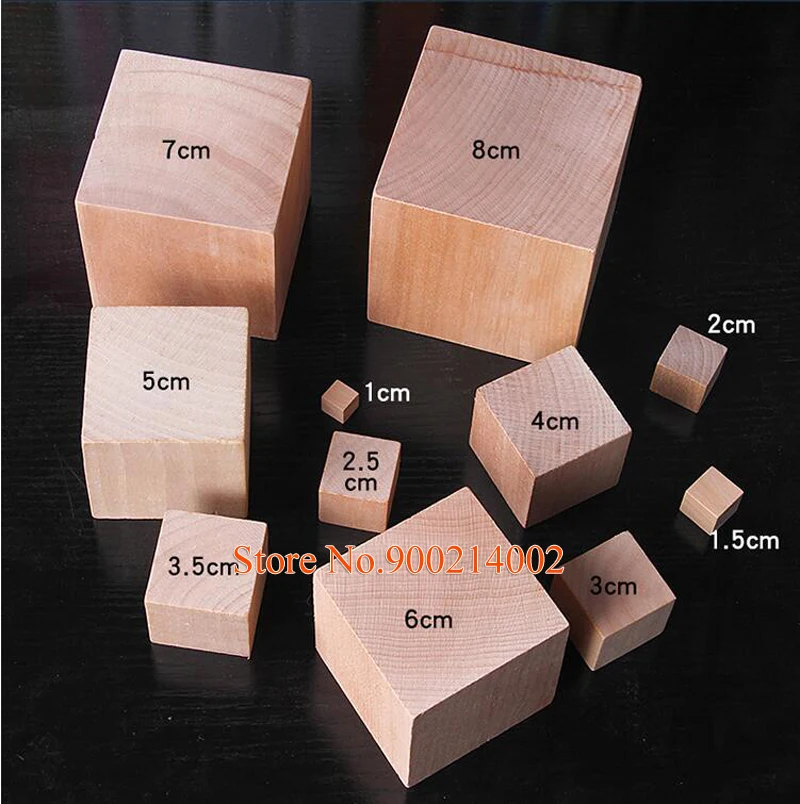 

1/1.5/2/2.5/3/3.5cm Wooden Square Blocks Unfinished Wood Solid Wood Cube Mini Cubes DIY Woodwork Craft Decoration Kid Gifts