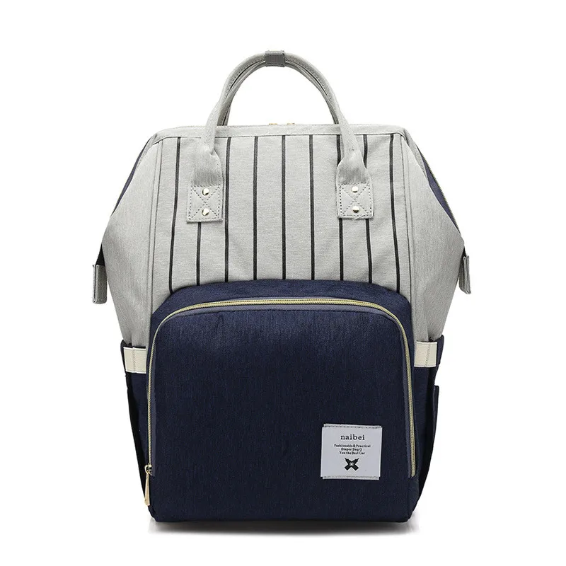 Aliexpress Newborn Baby Gift  Striped Patchwork Color Double Roots Shoulder Diaper Bag Mummy Maternity Nappy Bag Large Capacity15