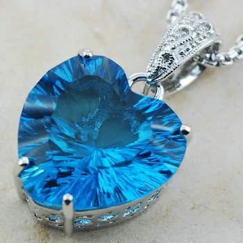 

Huge Concave Cut Blue Crystal Zircon 925 Sterling Silver Pendant TE573