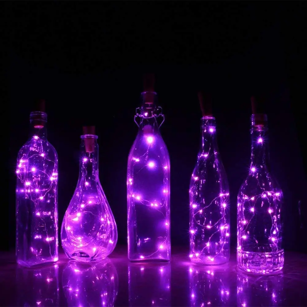 10 шт./лот светильники в форме винных бутылок пробковые сказочные гирлянды 2 м 20 светодиодов на батарейках огни для рождественских вечеринок Свадебные украшения - Испускаемый цвет: Purple