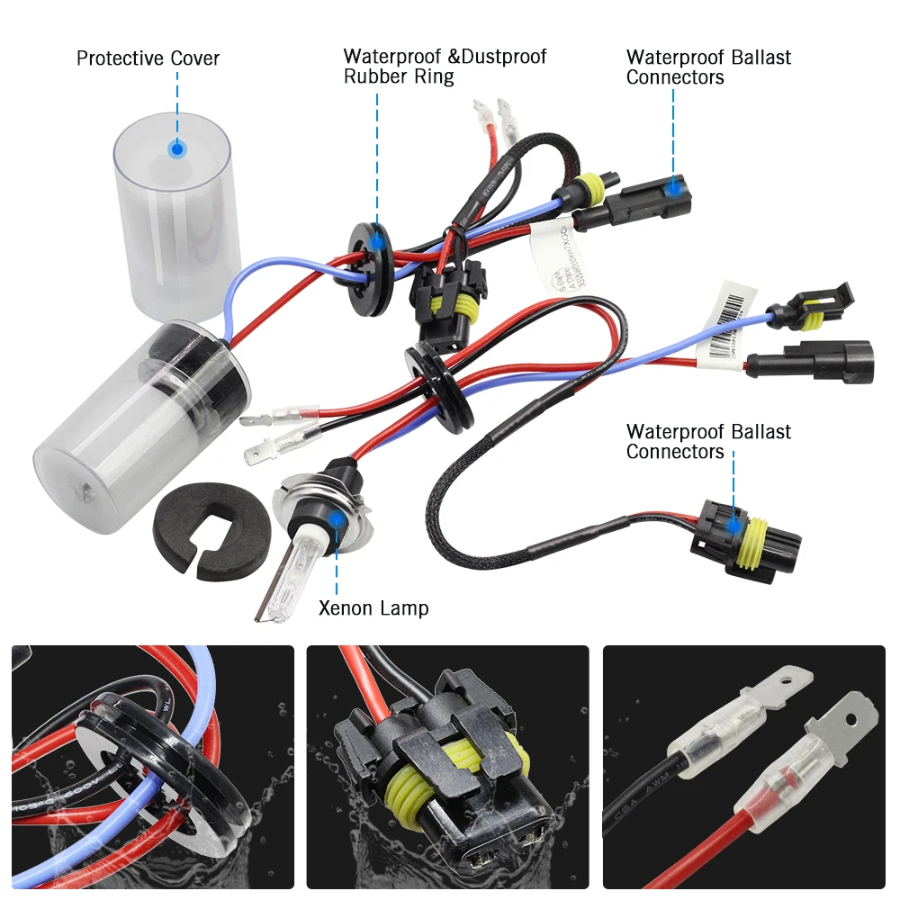 Buildreamen2 55 Вт AC HID ксеноновая лампа 4300K 6000K 8000K 12V автомобилей ближнего света, лампа для противотуманной фары H1 H3 H7 H8 H9 H11 9005 HB3 9006 HB4 880 881