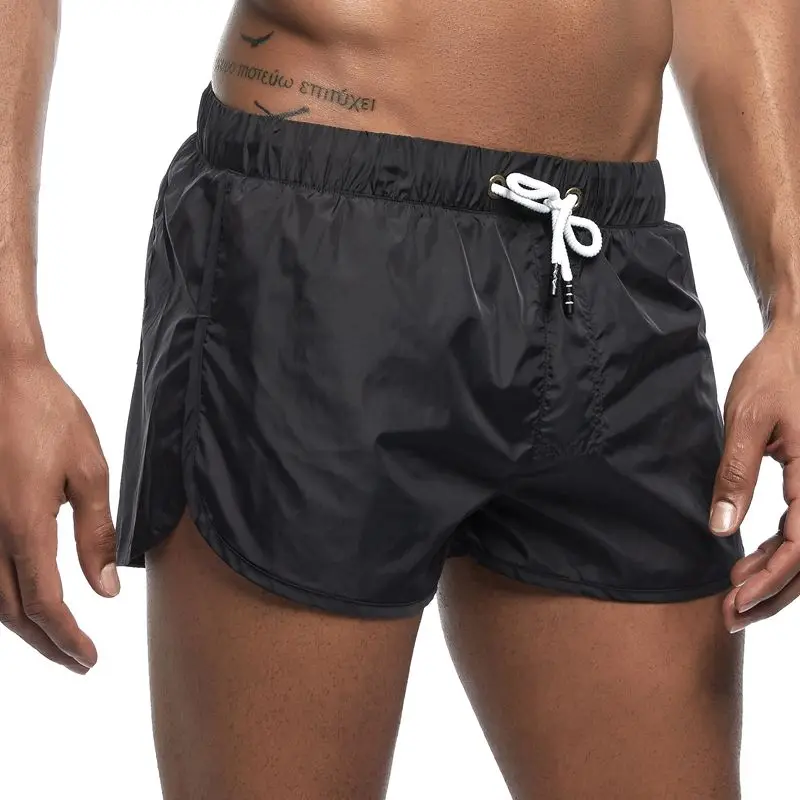 JOCKMAIL, мужские шорты для плавания, купальные костюмы для мужчин, модные спортивные плавки, быстросохнущая одежда для плавания - Цвет: Черный