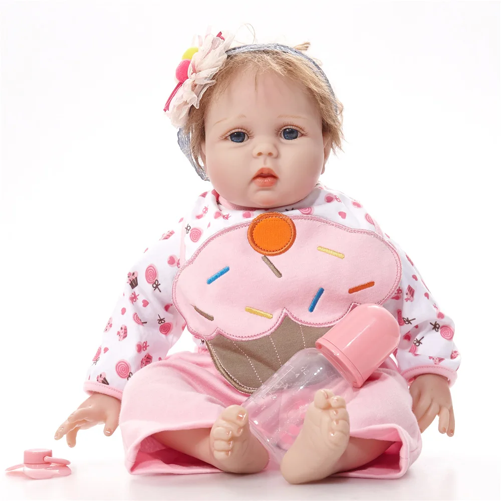 

55cm Lovely Reborn Girl Doll Soft Silicone Princess Newborn Baby with Cloth Body Toy for Kids Birthday Christmas Gift
