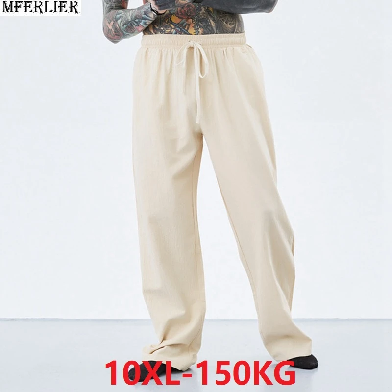 Зимние осенние мужские винтажные брюки из хлопка размера плюс 7XL 8XL 9XL 10XL