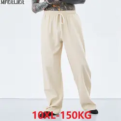 Летние мужские винтажные брюки льняные хлопковые плюс большой размер, свободного кроя 8XL 9XL 10XL повседневные китайские японские стильные