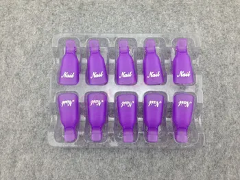

WUF 10pcs/Set Plastic Acrylic Nail Art Soak Off UV Gel Nail Polish Remover Wrap Clip Cap Nails Nail Tools