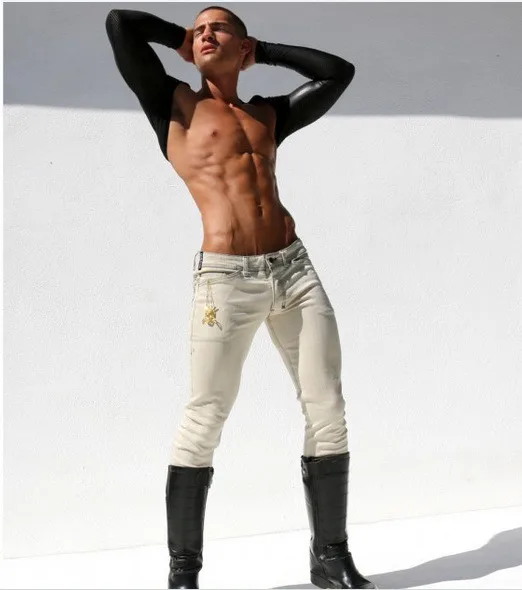 Sexy Faux Leather Mesh Bodysuit Catsuit Body Suits Men Long Sleeve DJ Club Wear Bodies Black 