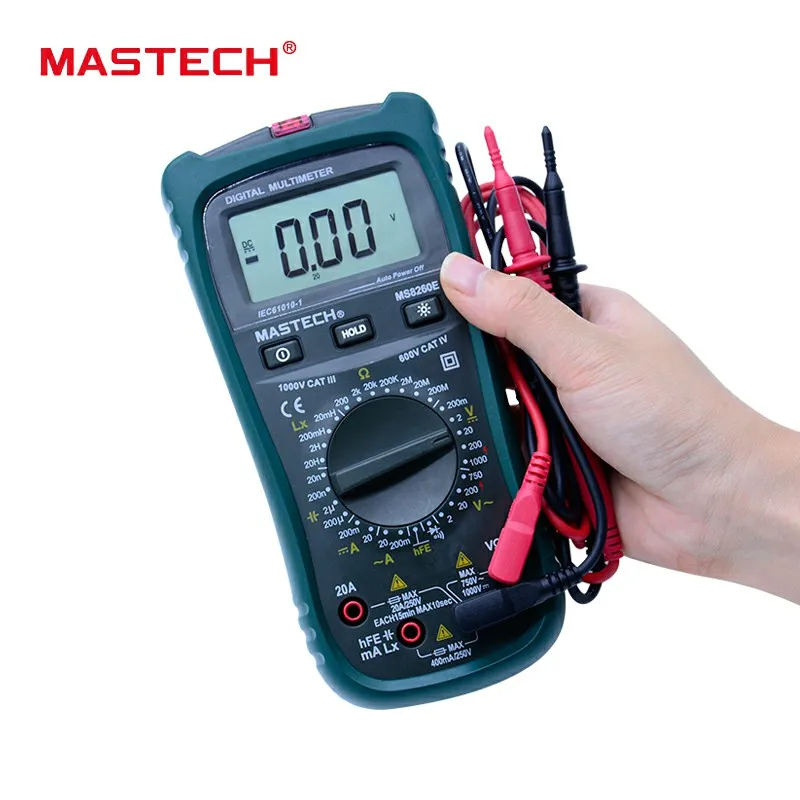 

MASTECH Digital Multimeter LCR Meter AC DC Voltage Current Tester w/hFE Test & LCD Backlight Meter Multimetro MS8260E