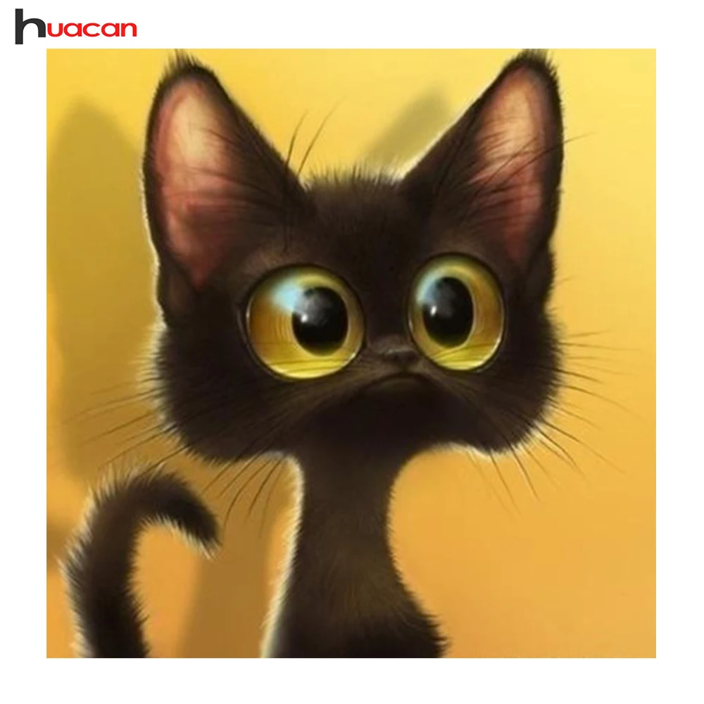 

HUACAN Full Diamond Mosaic Embroidery Cute Cat Handmade Gift DIY 5D Diamond Painting Cross Stitch Animal Series Kits Wall Decor