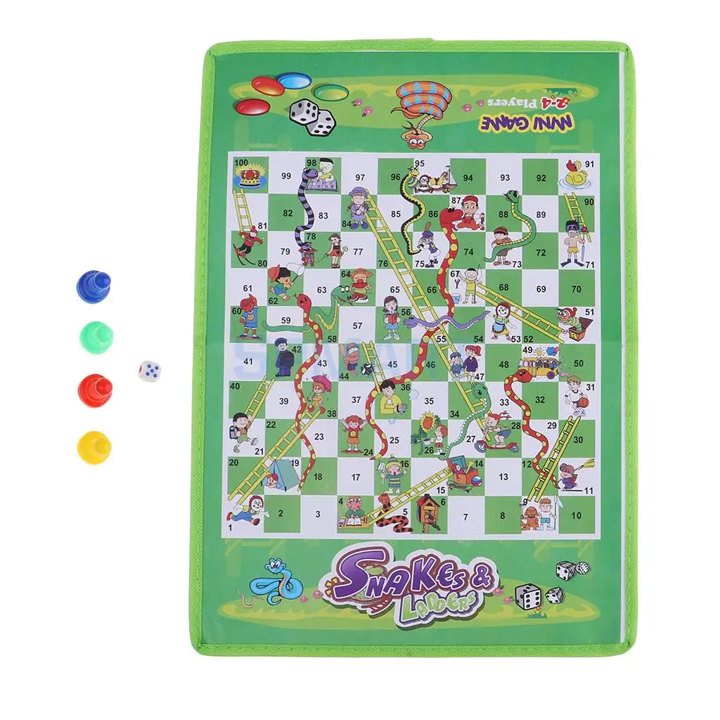 Mini Travel Chess Ludo Game Snake&Ladder Kids Children Portable Flying Chess Board Novelty Family Game Party Toys 38cm x 27cm