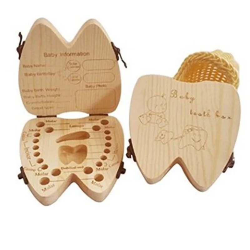 

Baby Teeth Box Wood Storage Box For Baby Kids Tooth Box Organizer Storage For Babies Milk Teeth Collect Organizador English Case