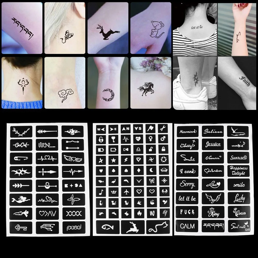 DIY المؤقتة وشم استنسل 105 قطعة نمط الحناء الجوف الرسم طفل الوشم تصميم الأزياء ل اليد الذراع الساق الجسم الفن قالب DIY المؤقتة وشم استنسل 105 قطعة نمط الحناء الجوف الرسم طفل الوشم تصميم الأزياء ل اليد الذراع الساق الجسم الفن قالب