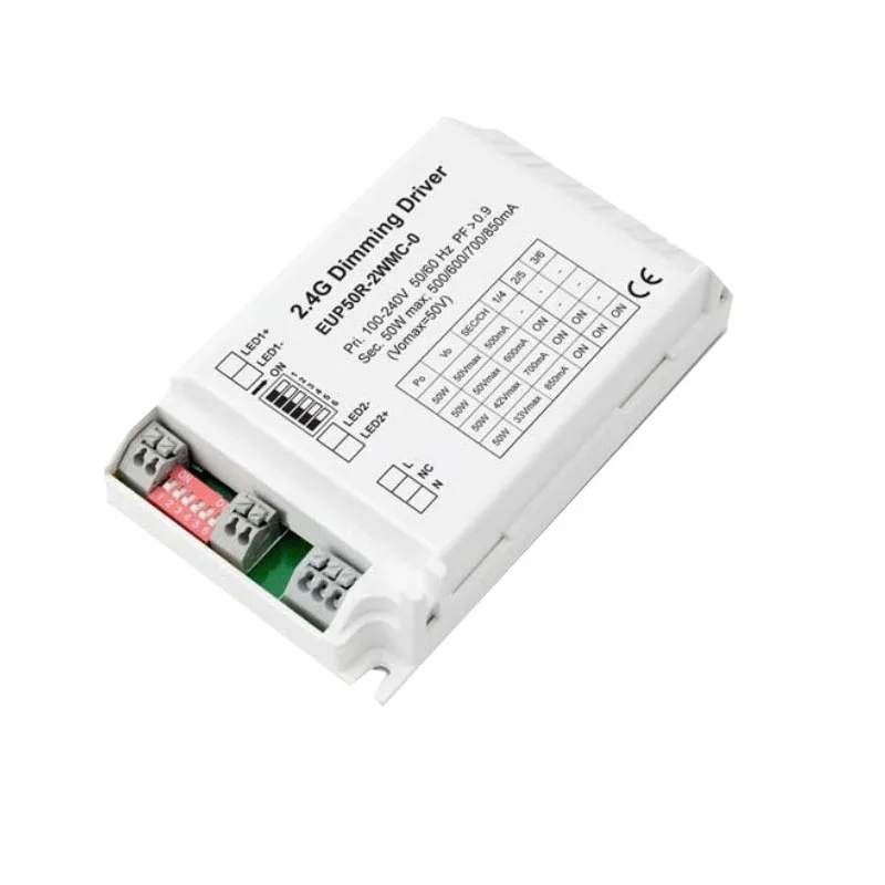 

100-240VAC input 500/600/700/850mA*2 Channel 2.4GHz RF Control Wireless LED Driver LED Wireless Controller EUP50R-2WMC-0